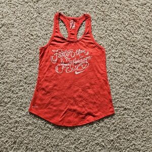 Nike Dri Fit Red "Faster than your average" tank top Size Small